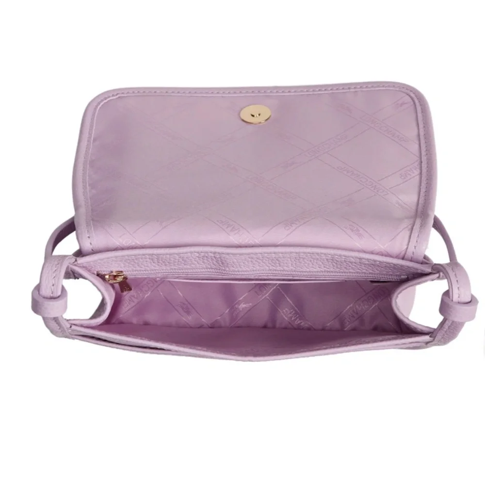 NWT $330 Longchamp Le Foulonné Leather Wallet Crossbody Bag in Lilac! - Picture 5 of 16